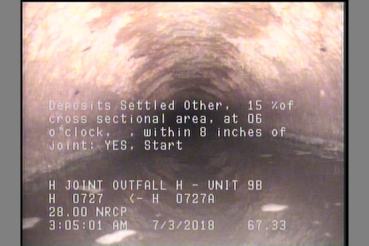 Deposits Settled Other, 15 %of cross sectional area, at 06 o'clock, , within 8 inches of joint: YES, Start