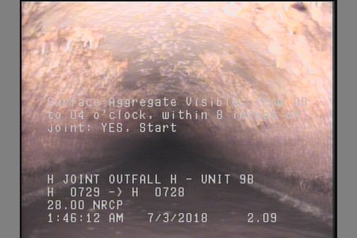 Surface Aggregate Visible, from 08 to 04 o'clock, within 8 inches of joint: YES, Start