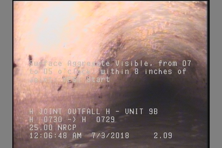Surface Aggregate Visible, from 07 to 05 o'clock, within 8 inches of joint: YES, Start