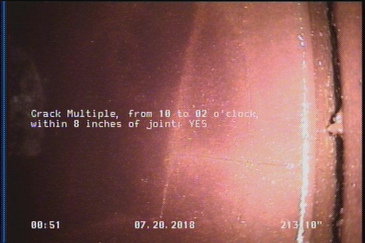 Crack Multiple, from 10 to 02 o'clock, within 8 inches of joint: YES