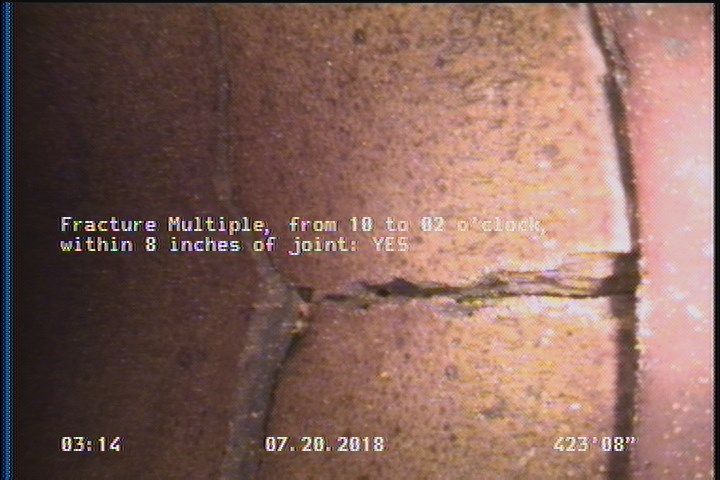 Fracture Multiple, from 10 to 02 o'clock, within 8 inches of joint: YES