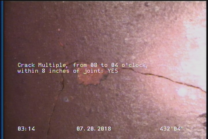 Crack Multiple, from 08 to 04 o'clock, within 8 inches of joint: YES