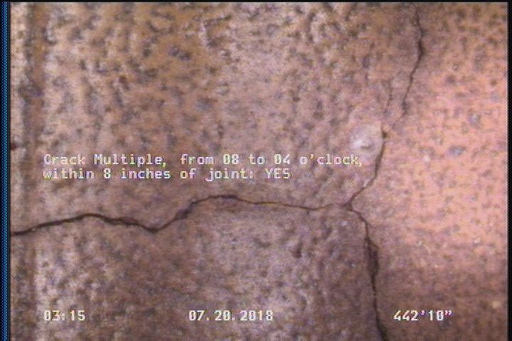 Crack Multiple, from 08 to 04 o'clock, within 8 inches of joint: YES