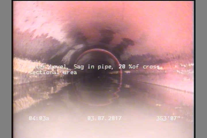 Water Level, Sag in pipe, 20 %of cross sectional area