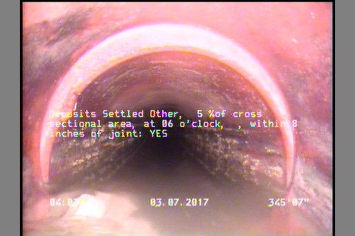 Deposits Settled Other, 5 %of cross sectional area, at 06 o'clock, , within 8 inches of joint: YES