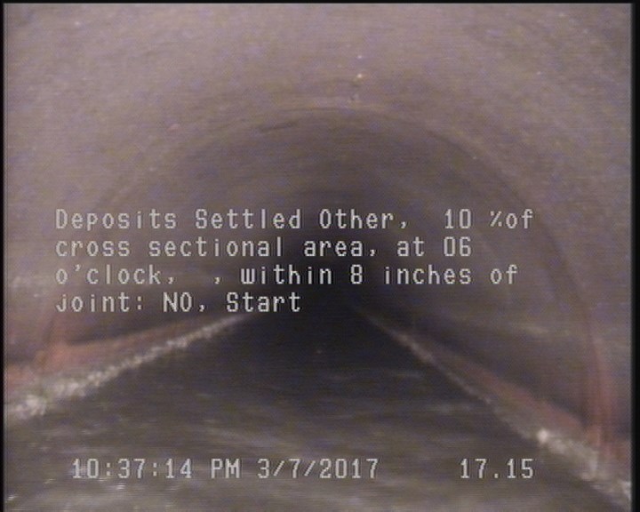 Deposits Settled Other, 10 %of cross sectional area, at 06 o'clock, , within 8 inches of joint: NO, Start
