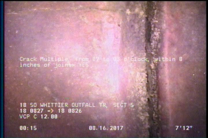 Crack Multiple, from 09 to 03 o'clock, within 8 inches of joint: YES