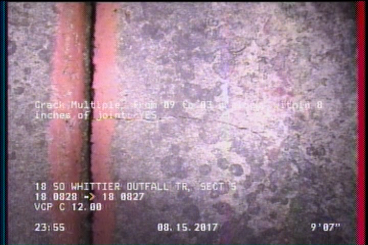 Crack Multiple, from 09 to 03 o'clock, within 8 inches of joint: YES