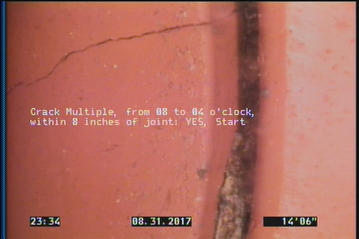 Crack Multiple, from 08 to 04 o'clock, within 8 inches of joint: YES, Start