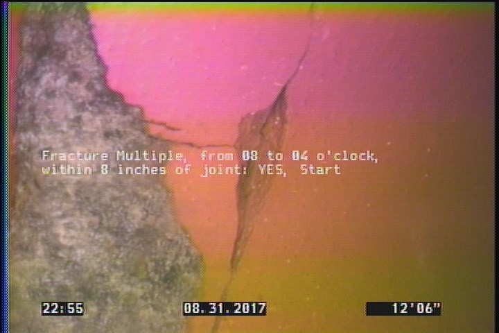 Fracture Multiple, from 08 to 04 o'clock, within 8 inches of joint: YES, Start