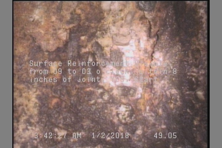 Surface Reinforcement Visible, from 09 to 03 o'clock, within 8 inches of joint: YES, Start
