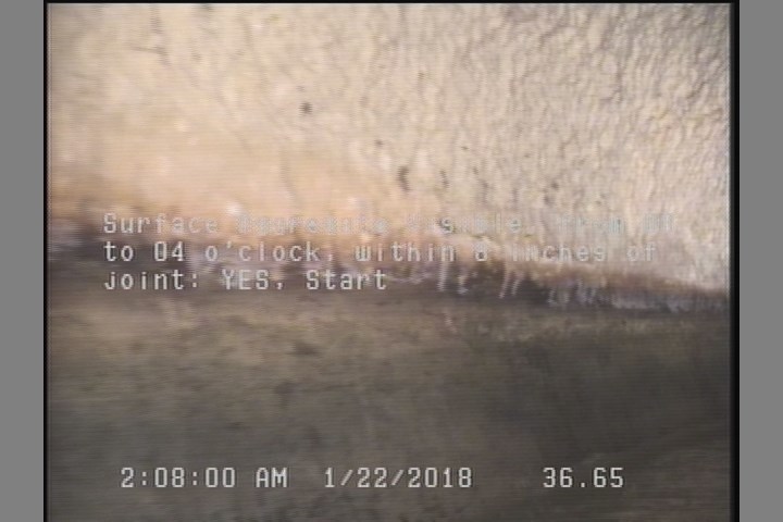 Surface Aggregate Visible, from 08 to 04 o'clock, within 8 inches of joint: YES, Start