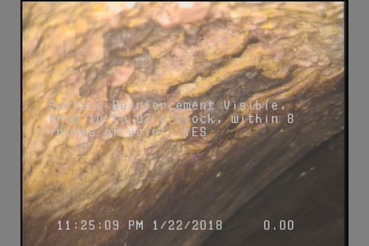 Surface Reinforcement Visible, from 10 to 02 o'clock, within 8 inches of joint: YES
