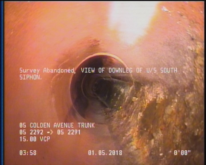 Survey Abandoned - VIEW OF DOWNLEG OF U/S SOUTH SIPHON.