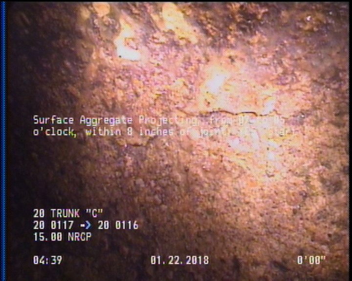 Surface Aggregate Projecting, from 07 to 05 o'clock, within 8 inches of joint: YES, Start
