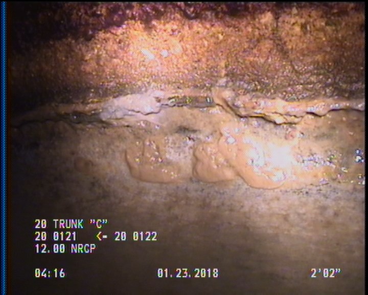 Deposits Attached Grease, 5 %of cross sectional area, from 04 to 08 o'clock, , within 8 inches of joint: YES, Start