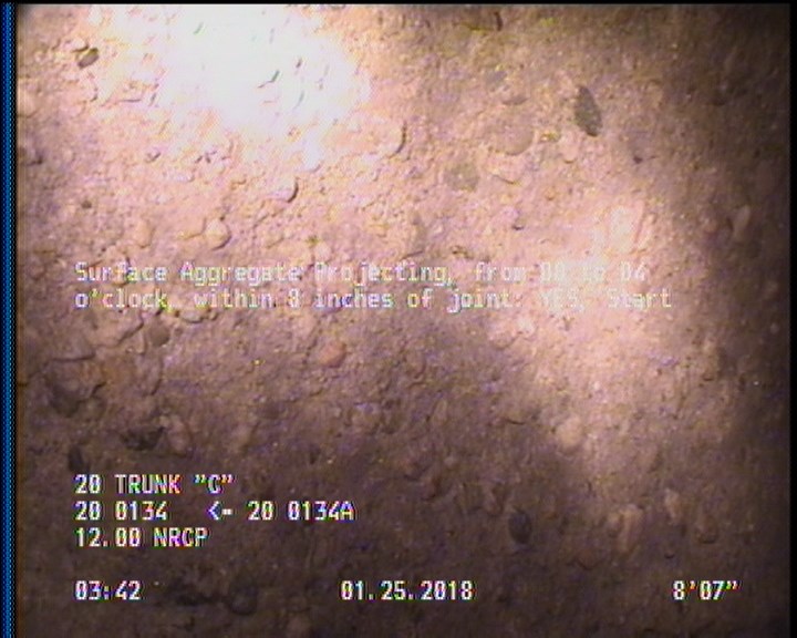 Surface Aggregate Projecting, from 08 to 04 o'clock, within 8 inches of joint: YES, Start