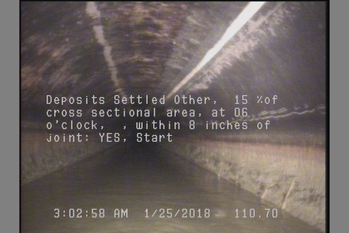 Deposits Settled Other, 15 %of cross sectional area, at 06 o'clock, , within 8 inches of joint: YES, Start
