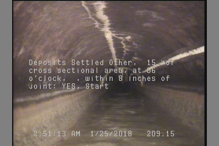 Deposits Settled Other, 15 %of cross sectional area, at 06 o'clock, , within 8 inches of joint: YES, Start
