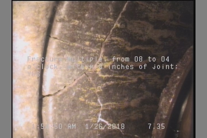 Fracture Multiple, from 08 to 04 o'clock, within 8 inches of joint: YES