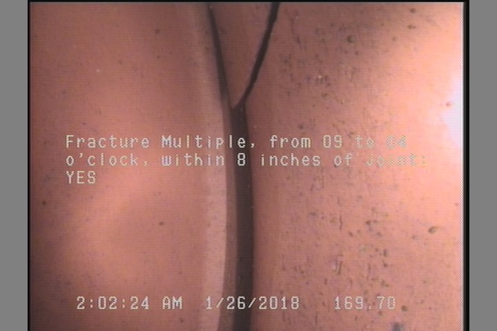 Fracture Multiple, from 09 to 04 o'clock, within 8 inches of joint: YES