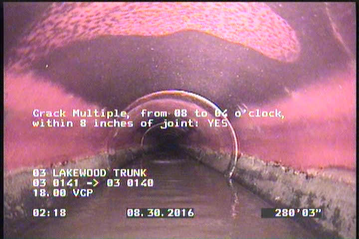 Crack Multiple, from 08 to 04 o'clock, within 8 inches of joint: YES
