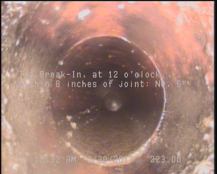 Tap Break-In, at 12 o'clock, -, within 8 inches of joint: NO, 6"