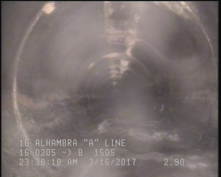 Deposits Attached Grease, 5 %of cross sectional area, from 04 to 08 o'clock, , within 8 inches of joint: YES, Start