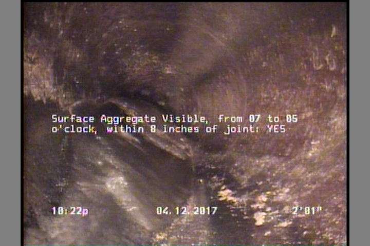 Surface Aggregate Visible, from 07 to 05 o'clock, within 8 inches of joint: YES