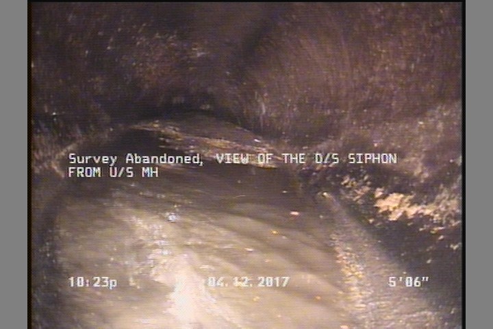 Survey Abandoned - VIEW OF THE D/S SIPHON FROM U/S MH