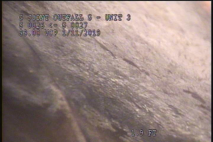 Surface Spalling, from 08 to 04 o'clock, within 8 inches of joint: YES
