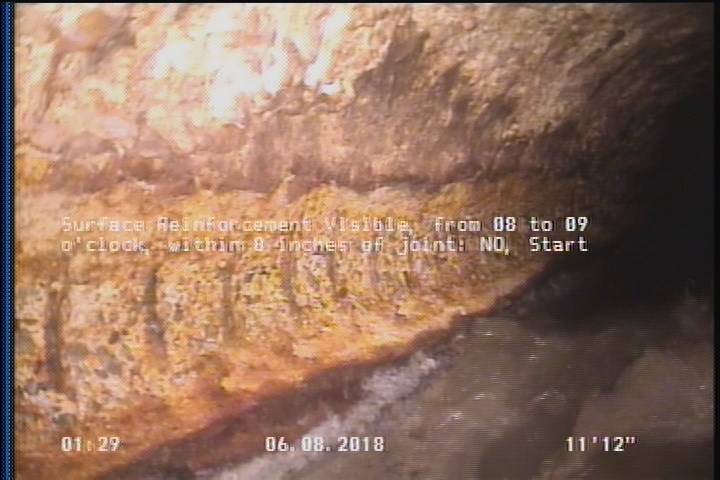 Surface Reinforcement Visible, from 03 to 04 o'clock, within 8 inches of joint: NO, Start