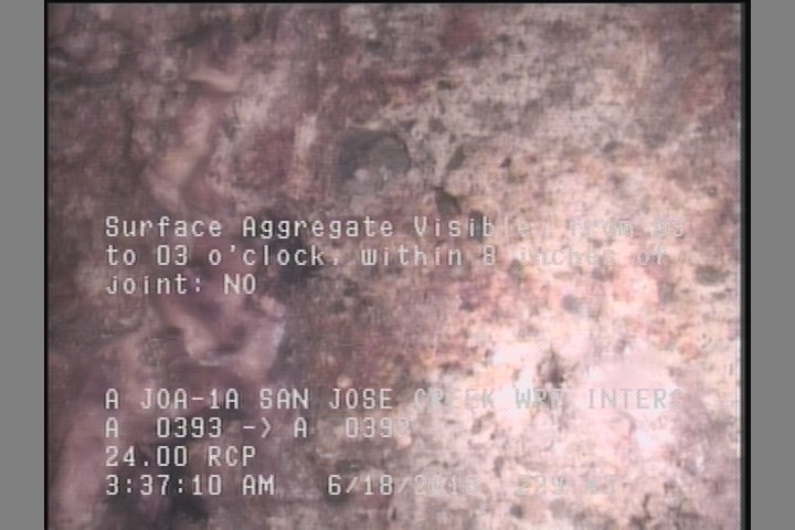 Surface Aggregate Visible, from 09 to 03 o'clock, within 8 inches of joint: NO
