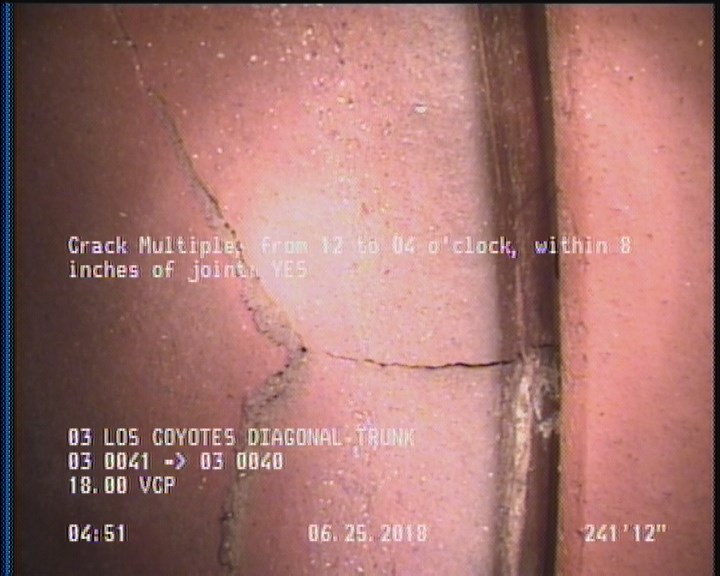 Crack Multiple, from 12 to 04 o'clock, within 8 inches of joint: YES