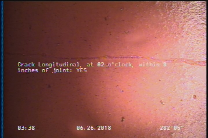Crack Longitudinal, at 02 o'clock, within 8 inches of joint: YES