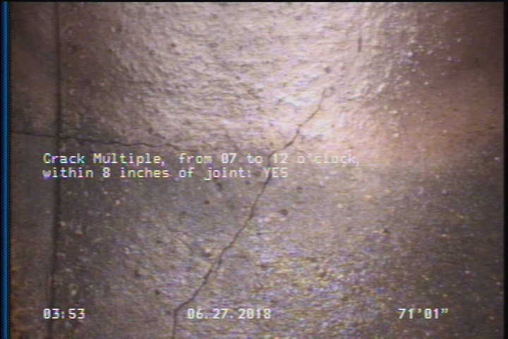 Crack Multiple, from 07 to 12 o'clock, within 8 inches of joint: YES