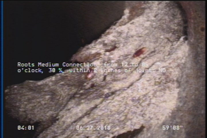 Roots Medium Connection, from 12 to 05 o'clock, 30 %, within 8 inches of joint: NO