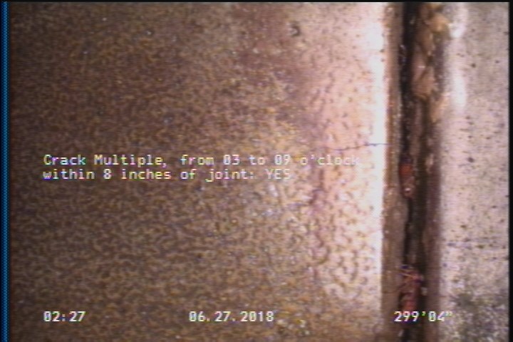 Crack Multiple, from 03 to 09 o'clock, within 8 inches of joint: YES