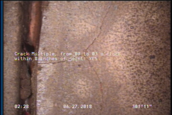 Crack Multiple, from 09 to 03 o'clock, within 8 inches of joint: YES