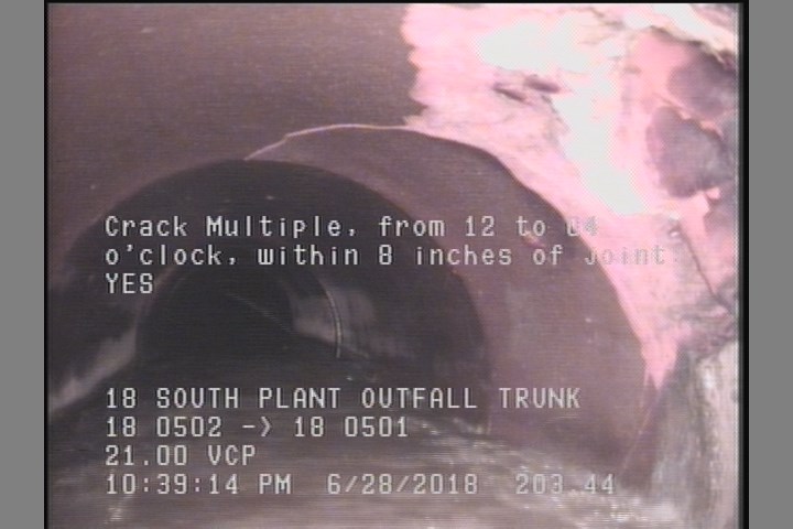 Crack Multiple, from 12 to 04 o'clock, within 8 inches of joint: YES