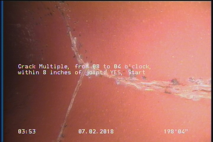 Crack Multiple, from 08 to 04 o'clock, within 8 inches of joint: YES, Start