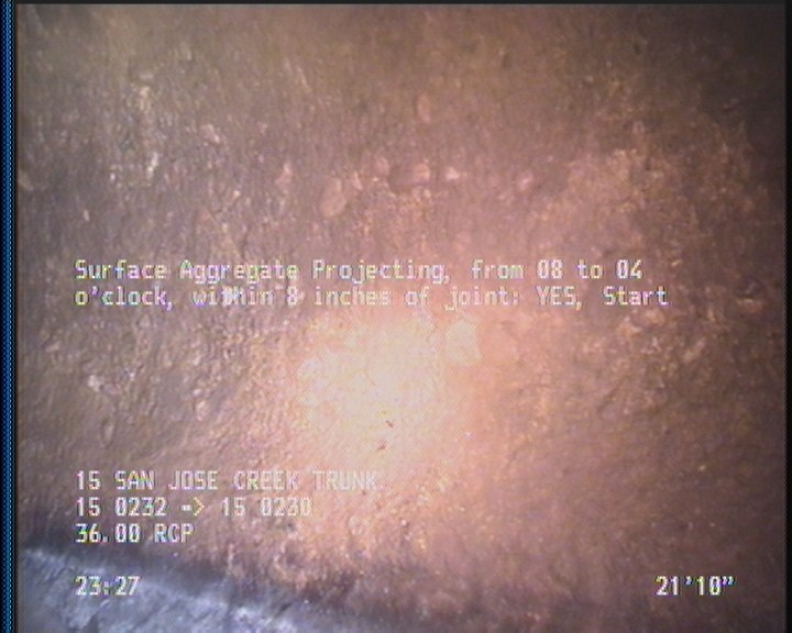 Surface Aggregate Projecting, from 08 to 04 o'clock, within 8 inches of joint: YES, Start