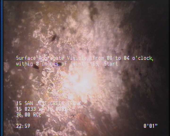 Surface Aggregate Visible, from 08 to 04 o'clock, within 8 inches of joint: YES, Start
