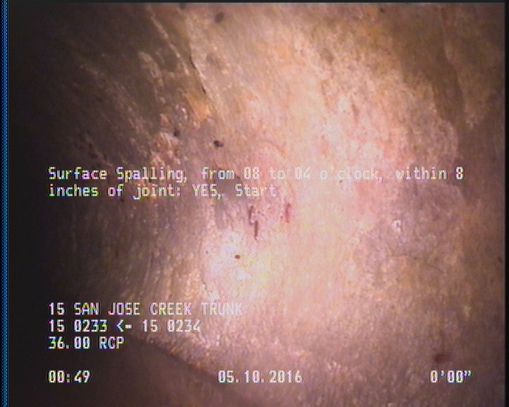 Surface Spalling, from 08 to 04 o'clock, within 8 inches of joint: YES, Start