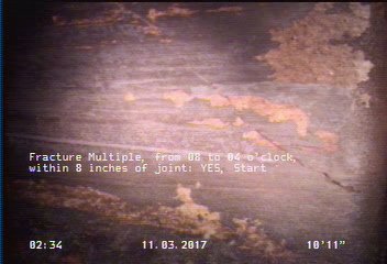 Fracture Multiple, from 08 to 04 o'clock, within 8 inches of joint: YES, Start