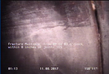 Fracture Multiple, from 09 to 03 o'clock, within 8 inches of joint: YES
