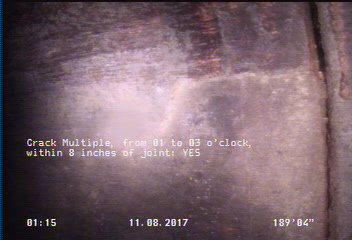 Crack Multiple, from 01 to 03 o'clock, within 8 inches of joint: YES