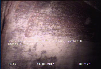 Crack Longitudinal, at 12 o'clock, within 8 inches of joint: YES