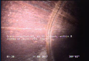 Crack Longitudinal, at 12 o'clock, within 8 inches of joint: YES, Start