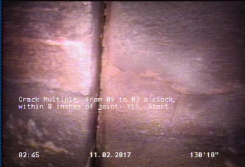 Crack Multiple, from 09 to 03 o'clock, within 8 inches of joint: YES, Start